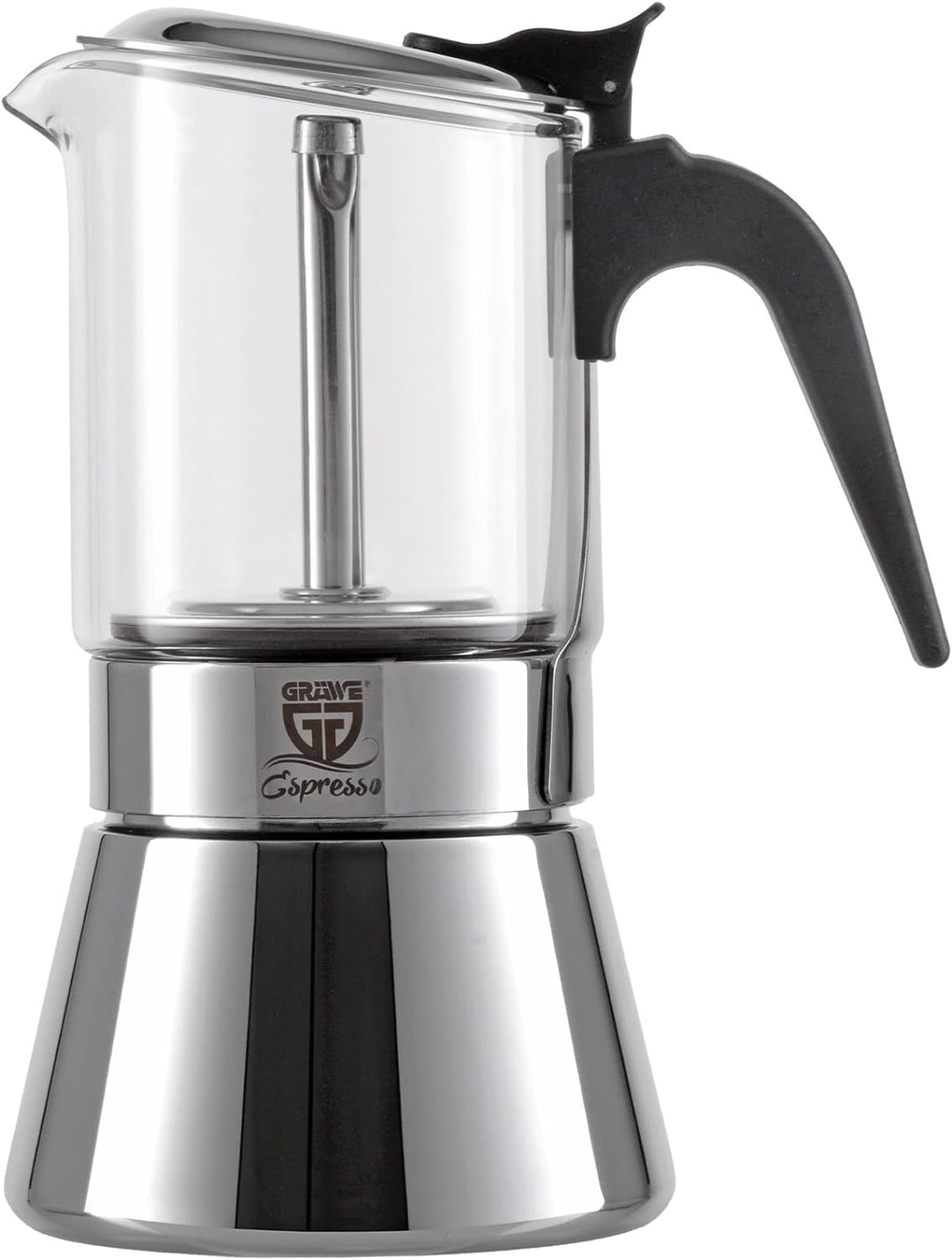 GRÄWE Espressokocher mit Glaskanne, für Induktion und alle Herdarten geeignet, spülmaschinengeeignet