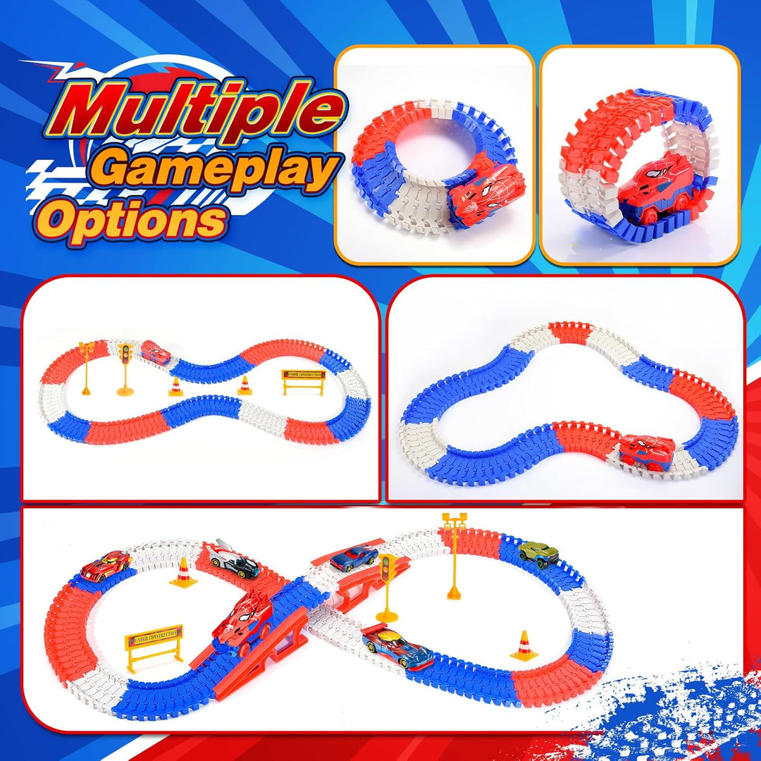251 PCS Spider Spielzeug Rennbahn Auto, Spielzeug ab 3 4 5 6 Jahre Autorennbahn für Kinder Geschenk