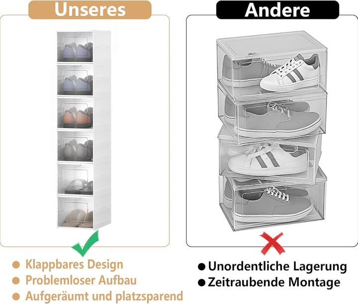 Schuhboxen Stapelbar Installationsfrei - Schuhbox aus Kunststoff mit transparenter Türen Schuhaufbew