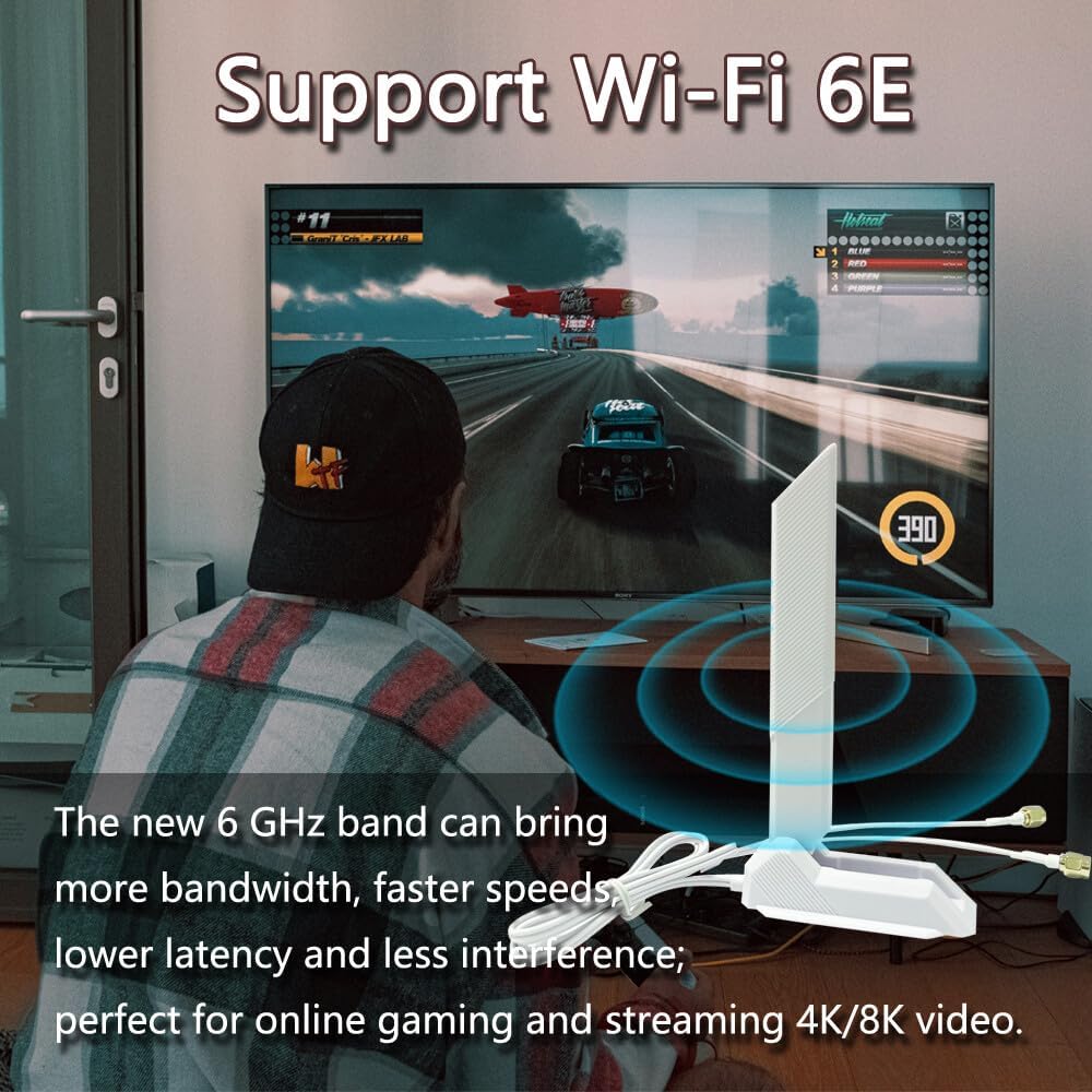 JINTAI High Gain 9dBi Tri-Band WiFi 6E Antenne mit Magnetfuss für MSI für PC Desktop Computer - Omni
