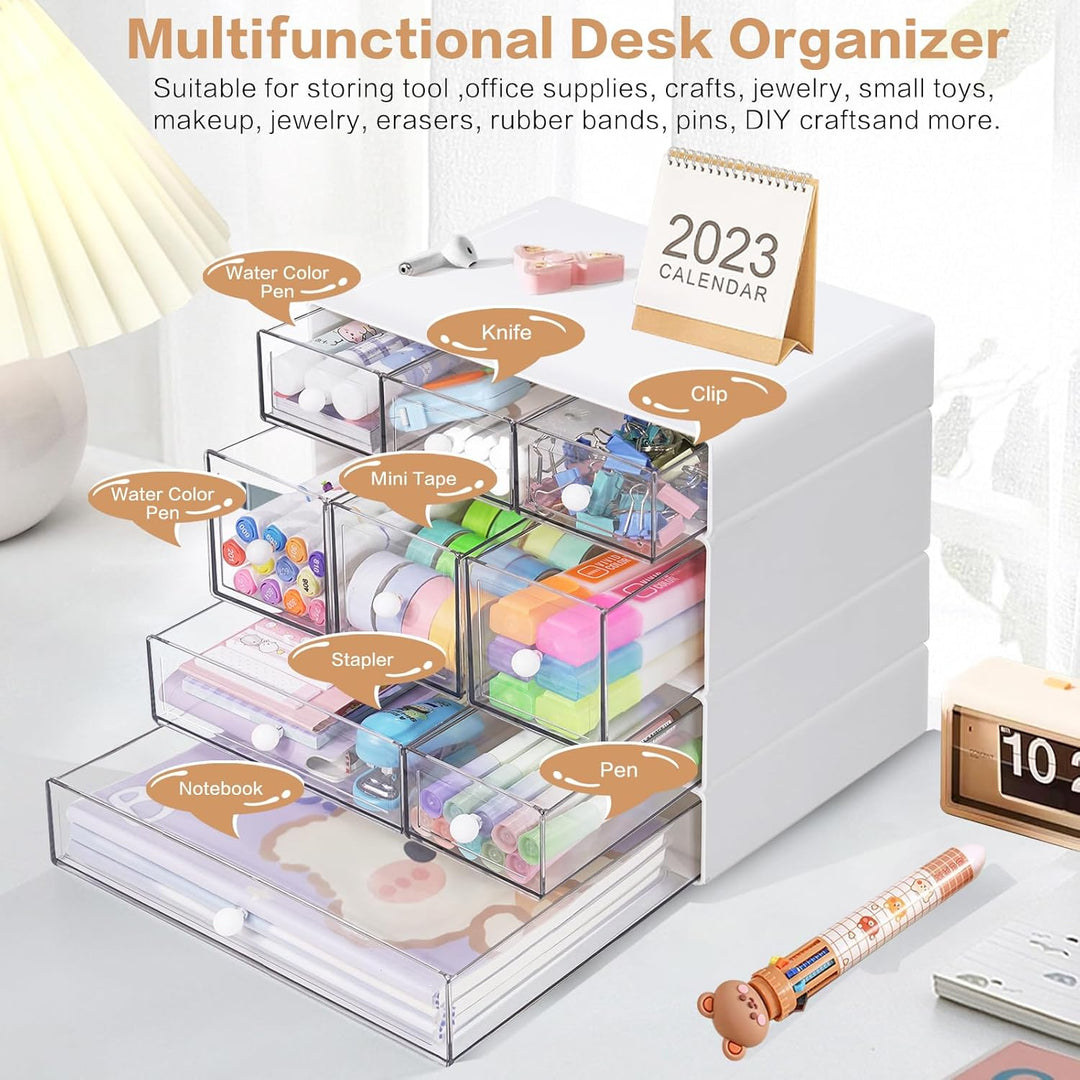 Desk Aufbewahrungsbox mit 9 Schubladen, ToyaJeco 4 Lagen Stapelbare Desktop Craft Storage-Schubladen