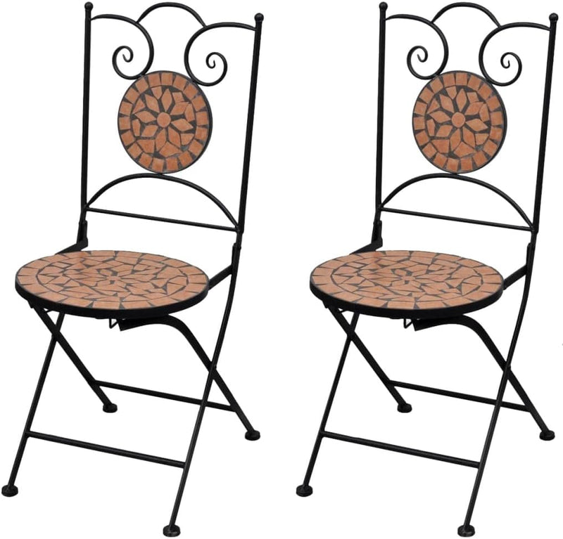 homiuse 37x44x89 cm Bistrostühle 2 STK. Klappbar Keramik Terrakotta Esszimmerstuhl Klappstuhl Garten
