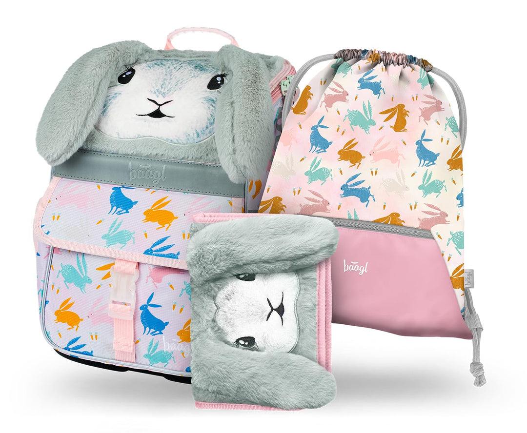 Baagl Schulranzen Mädchen Set 3 Teilig, Zippy Schultasche für Grundschule Volksschule, Grundschule R