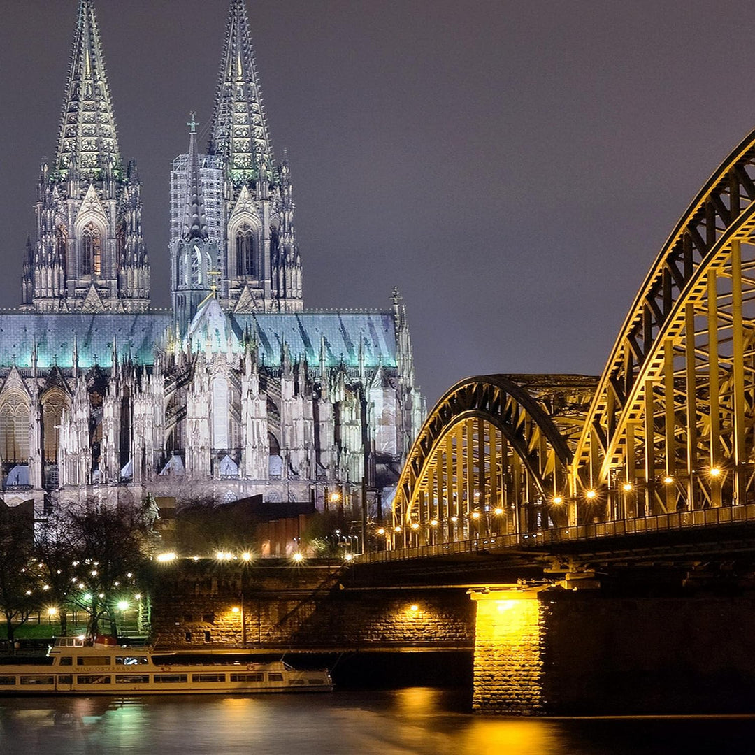 Runa Art Wandbilder Köln 5 Teilig Bild auf Vlies Leinwand Deko Wohnzimmer Schlafzimmer Stadt Skyline