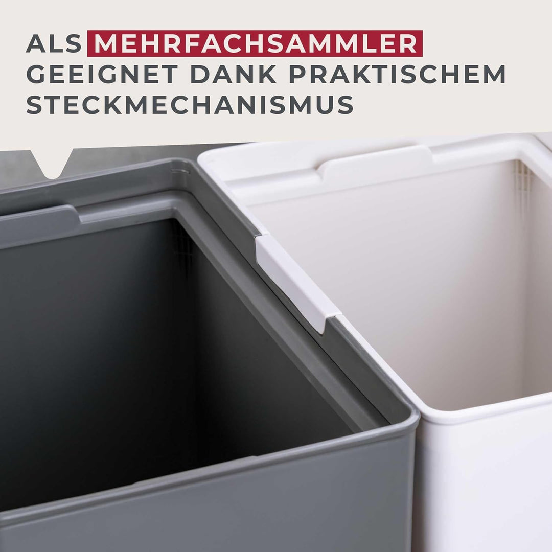 Fackelmann OSLO Touch Abfallsammler 40L, Weiss – Ideal als Mehrfachsammler, leicht & robust mit sanf