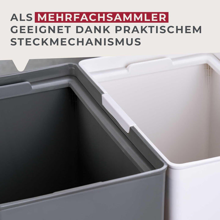 Fackelmann OSLO Touch Abfallsammler 40L, Weiss – Ideal als Mehrfachsammler, leicht & robust mit sanf