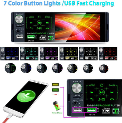 Podofo 4,1 Zoll Single Din Autoradio mit Freisprech-Bluetooth, 1 Din Autoradio Con Bildschirm Radioe