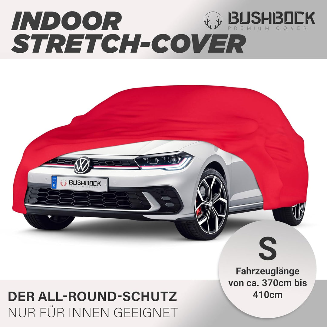 BUSHBOCK® Premium Autoabdeckung Indoor - Satin Schutzhülle Stoff - Abdeckplane Autoplane Autogarage