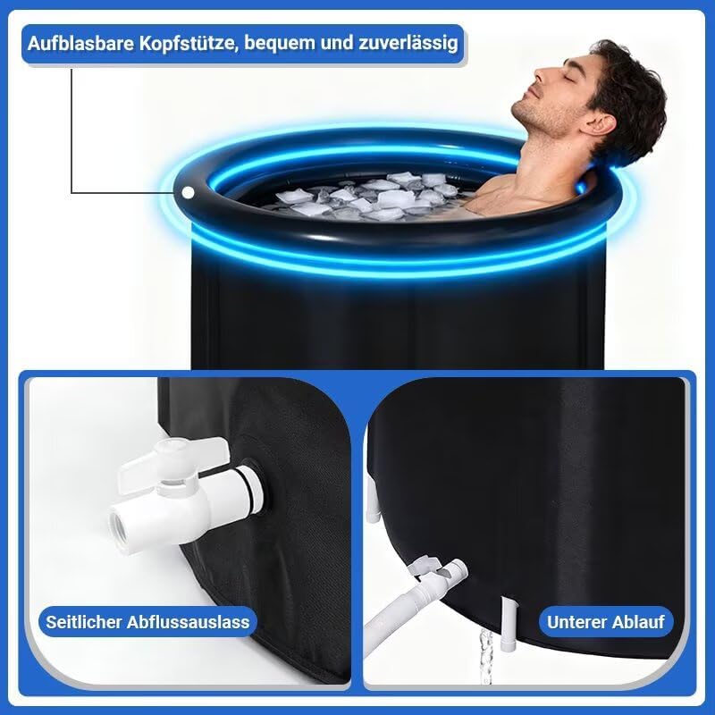 Anise Star Eisbad 75x75cm, faltbare Badewanne für Erwachsene, Ice Bath Cold Plunge Tonne, mit Isolie
