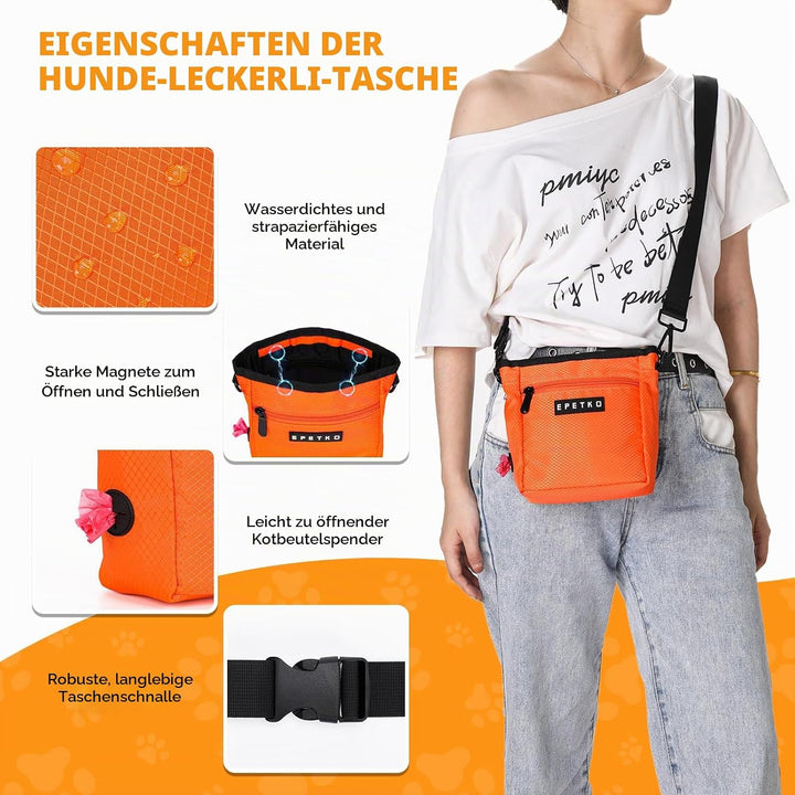 Leckerlibeutel für Hunde, Grossem Fassungsvermögen Multifunktionale Gassitasche Hund Zum Umhängen St