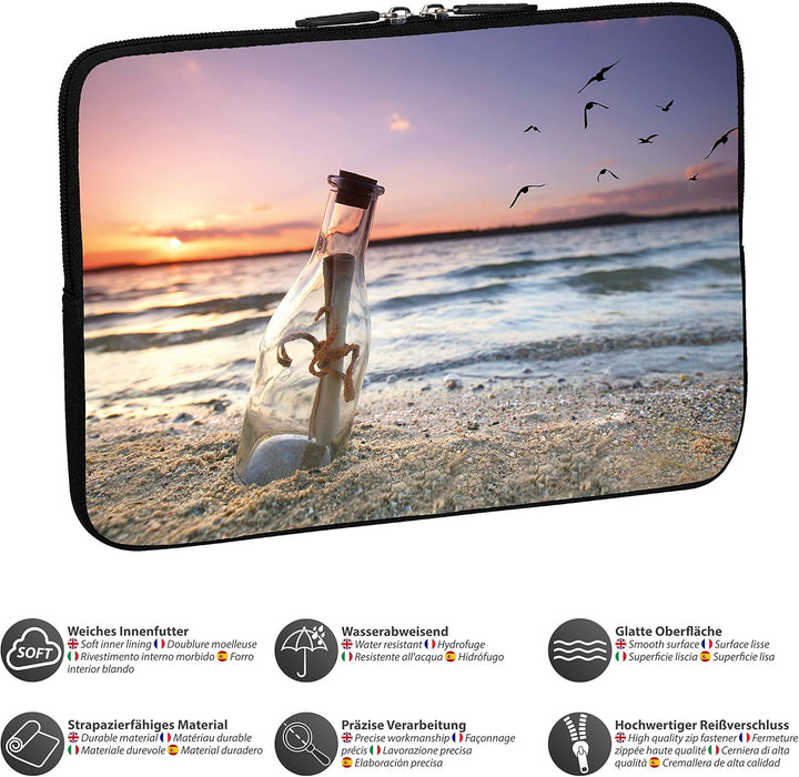 PEDEA Design Schutzhülle Notebook Tasche bis 13,3 Zoll (33,7cm) mit Design Mauspad, Message in a Bot