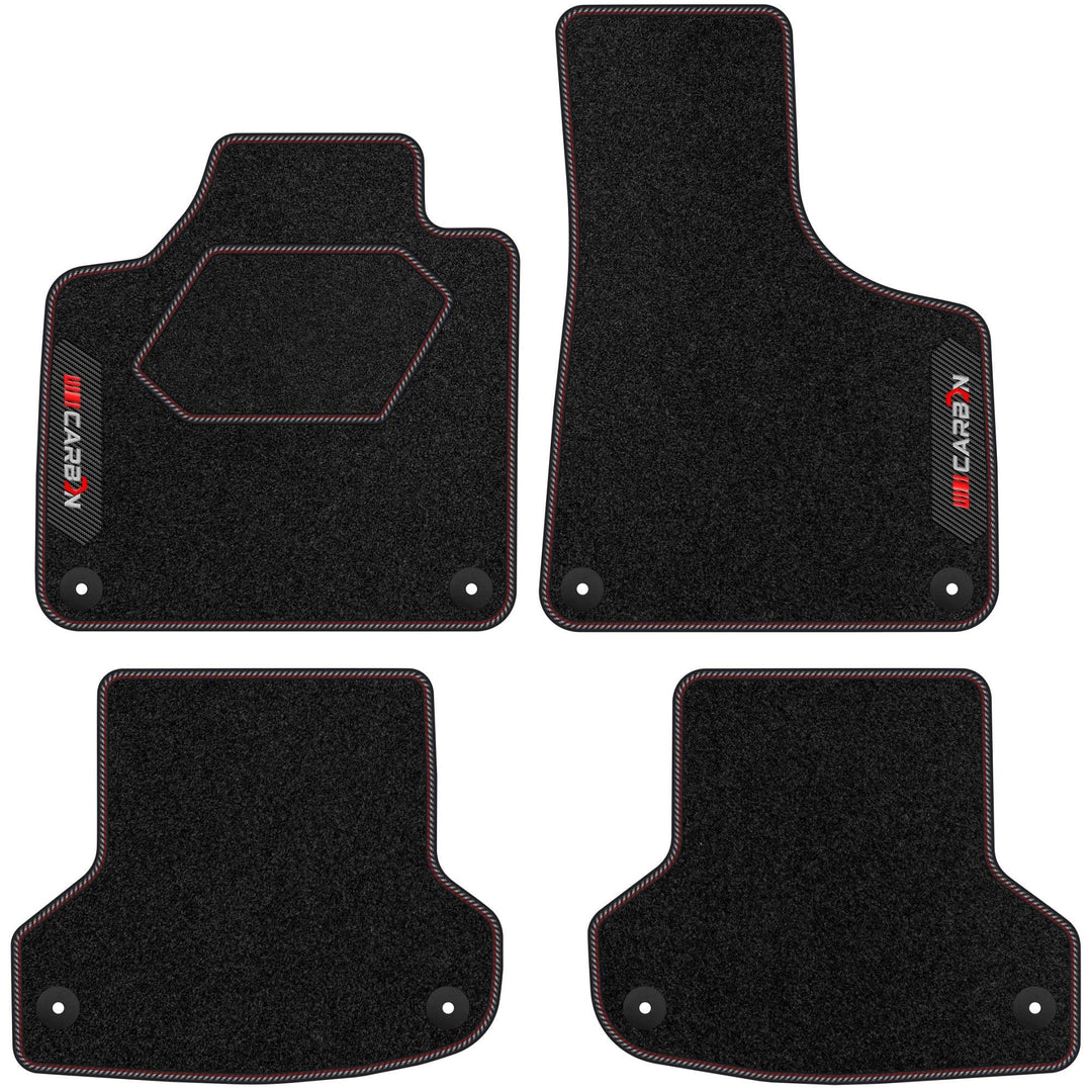 MOTOS Personalisierte Velours-Fussmatten Carbon Series passend für Audi RS3 8P 2003-2013 - Premium,