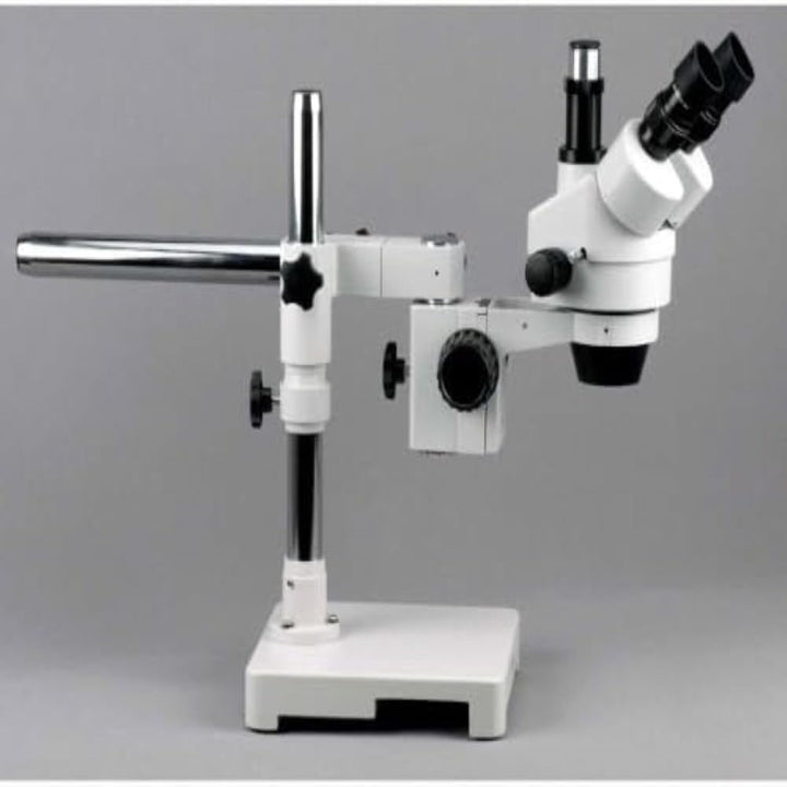 AmScope SM-3TZ Trinokulares Stereo Zoom Mikroskop auf Einarmigem Auslegerständer, 3.5X-90X, Weiss