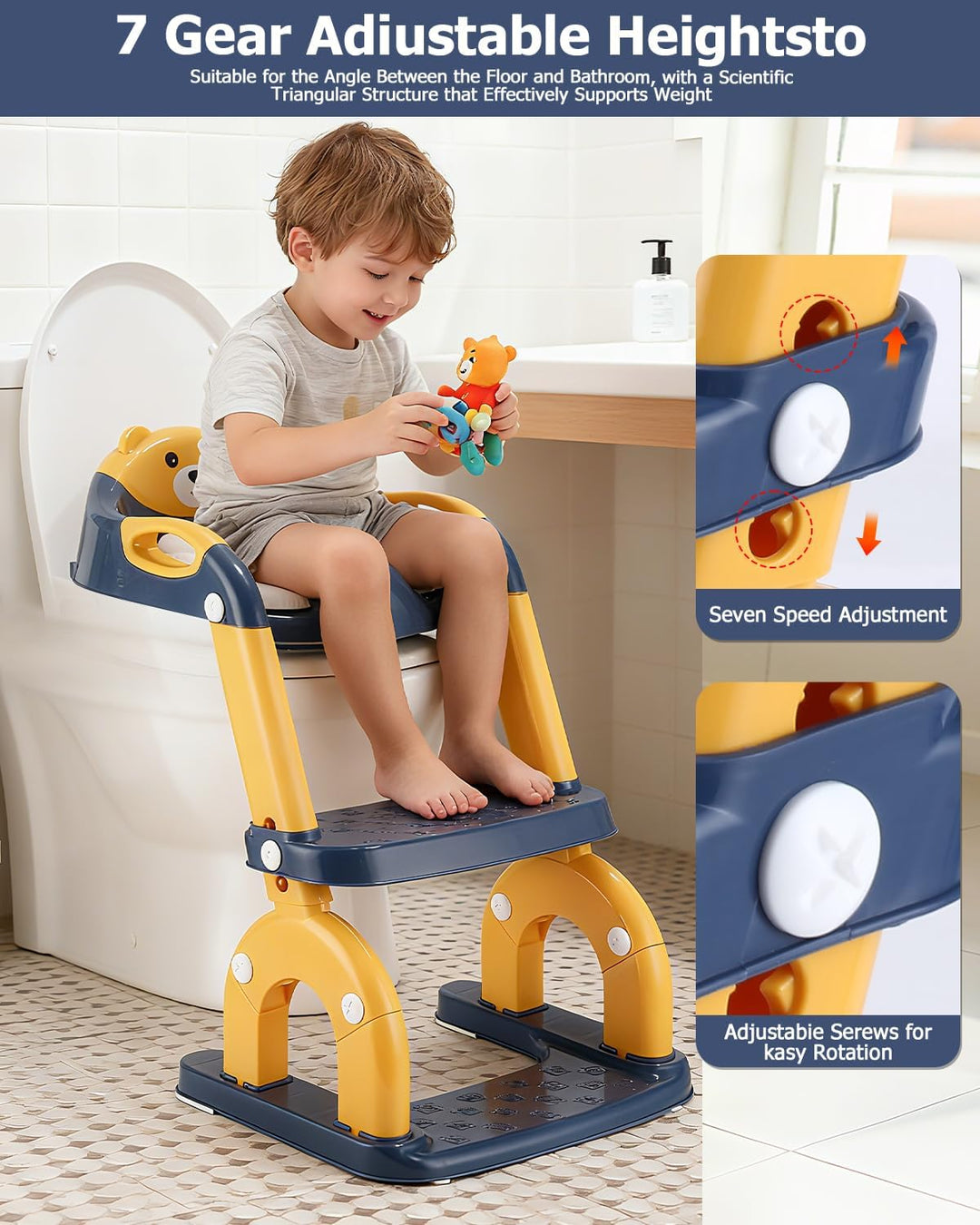 Toilettensitz Kinder mit Treppe,2-in-1 Kinder WC Sitz Toilette für Kinder mit Gepolstertem Sitz, Kin