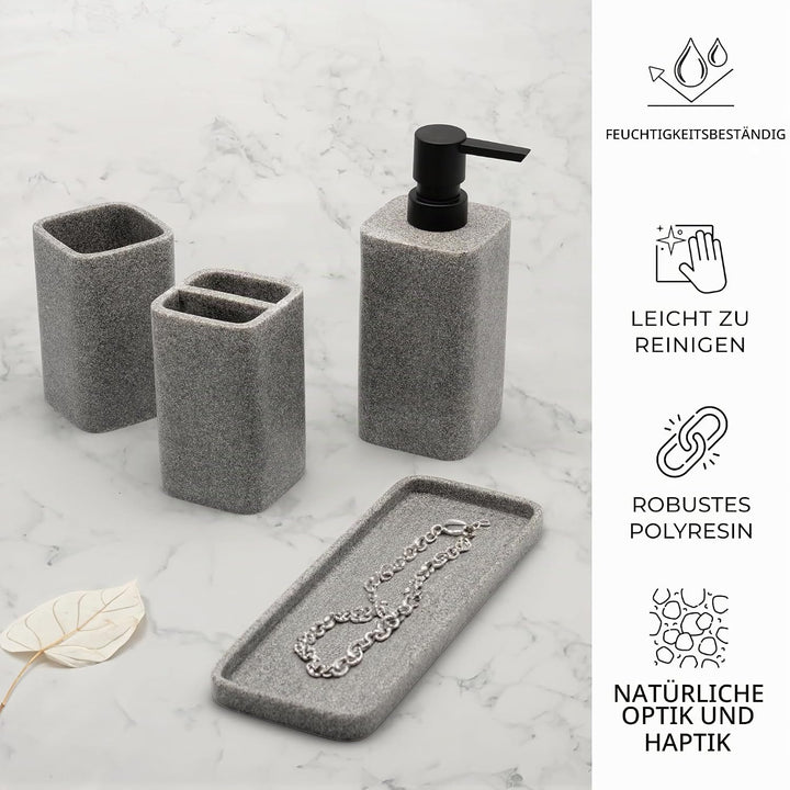 ZCCZ Badezimmer Set 4 Teile – Badezimmer Organizer mit Zahnbürstenhalter, Zahnputzbecher, Seifenspen