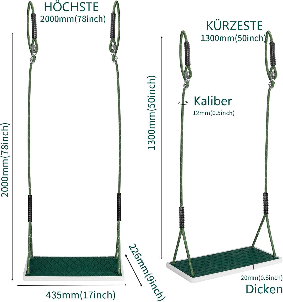 Schaukel Garten, Rutschfester Baumschaukel Verdickter weicher Gummi Schaukelsitz Set mit verstellbar