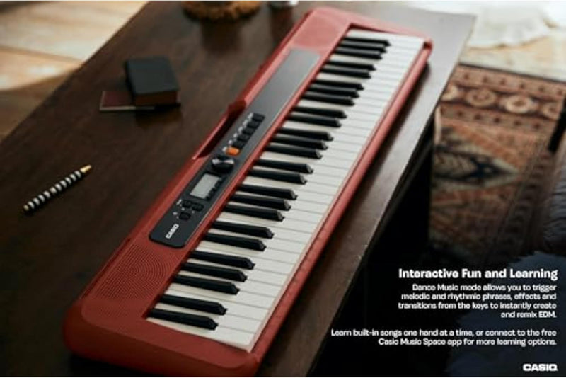 Casio Casiotone CT-S200RD, tragbare Tastatur mit 61 Tasten, USB, Rot