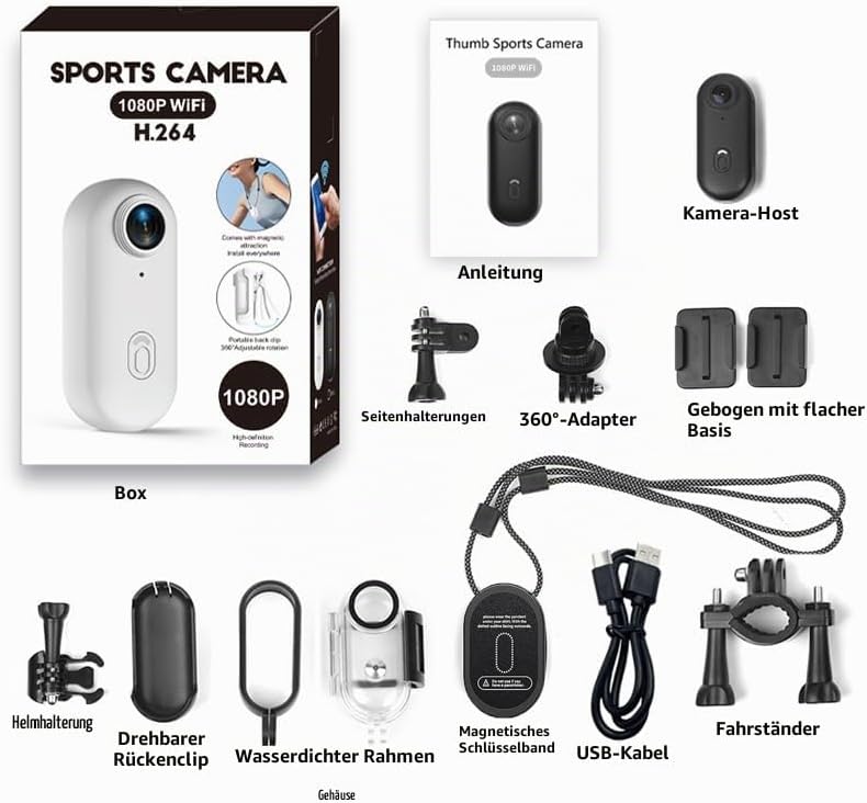 TKMARS Mini Action Cam 1080P WLAN, Magnetische Bodycam mit Clip, 120° Weitwinkel, 30M Wasserdicht, T