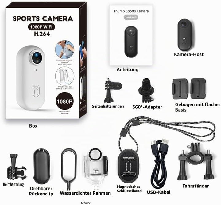 TKMARS Mini Action Cam 1080P WLAN, Magnetische Bodycam mit Clip, 120° Weitwinkel, 30M Wasserdicht, T