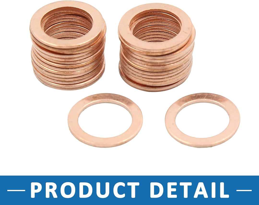 A ABSOPRO 30 Stück Kupferscheibe 13mm Innendurchm. Flache Dichtungsring