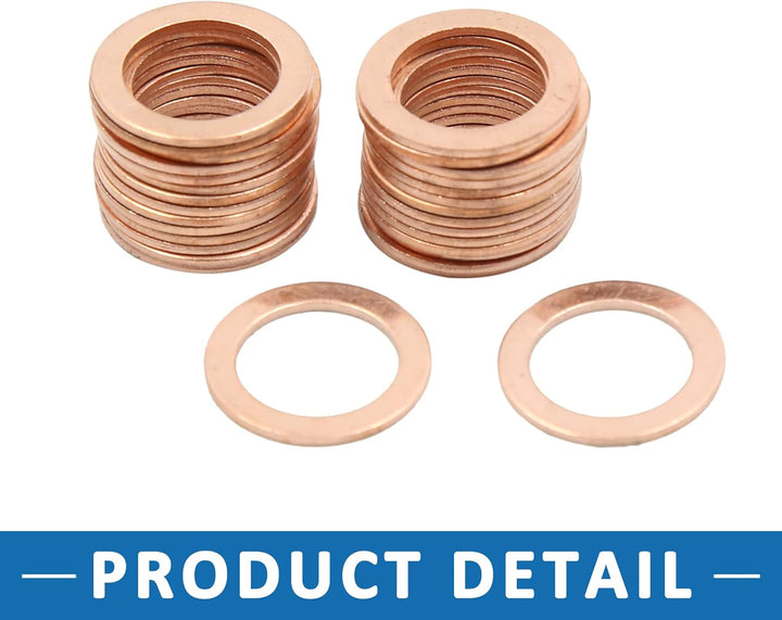 A ABSOPRO 30 Stück Kupferscheibe 13mm Innendurchm. Flache Dichtungsring