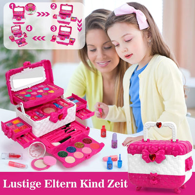 Kinderschminke Makeup Set Schminkkoffer Mädchen - Waschbar Schminke Kinder Make Up Set Mädchen Spiel