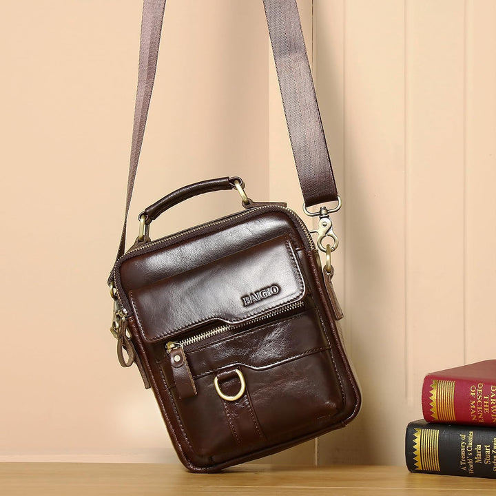 BAIGIO Schultertasche Herren Umhängetasche Leder Herrentasche Vintage Crossbody Messenger Bag für Ar
