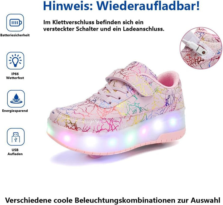HUSKSWARE Rollschuhe Schuhe Jungen Mädchen Mit 4 Rollen Skateboardschuhe, verstellbar Jugend Schuhe