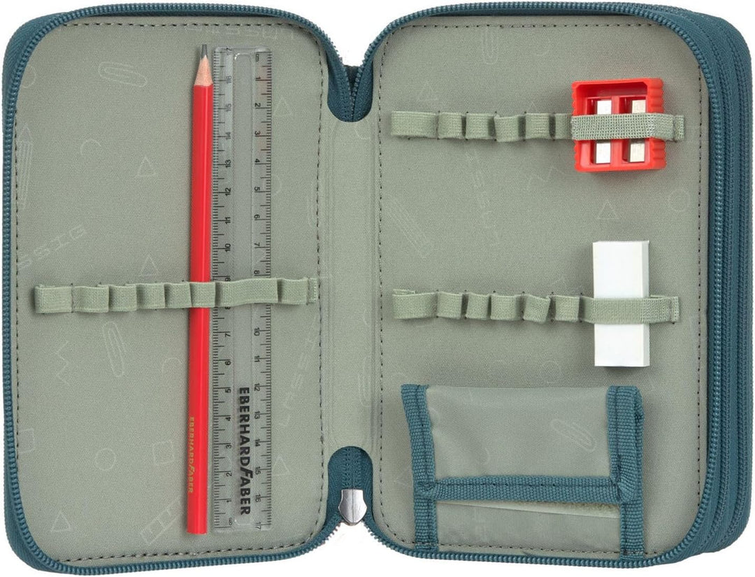 LÄSSIG Federmäppchen Unique School Triple Pencil Case Slim Dark Green dunkelgrün