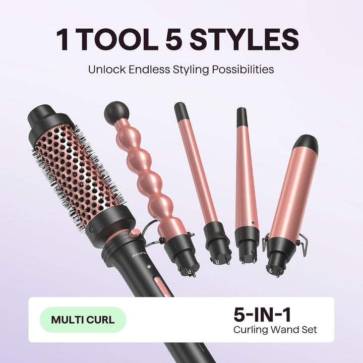 Wavytalk Lockenstab, 5-in-1 Lockenstäbe Set mit Lockenbürste und 4 austauschbaren Lockenwickler Kera