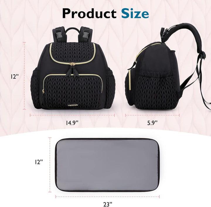 mommore Wickeltasche, kleiner Wickelrucksack, stylischer Baby-Reiserucksack mit isolierten Fächern,