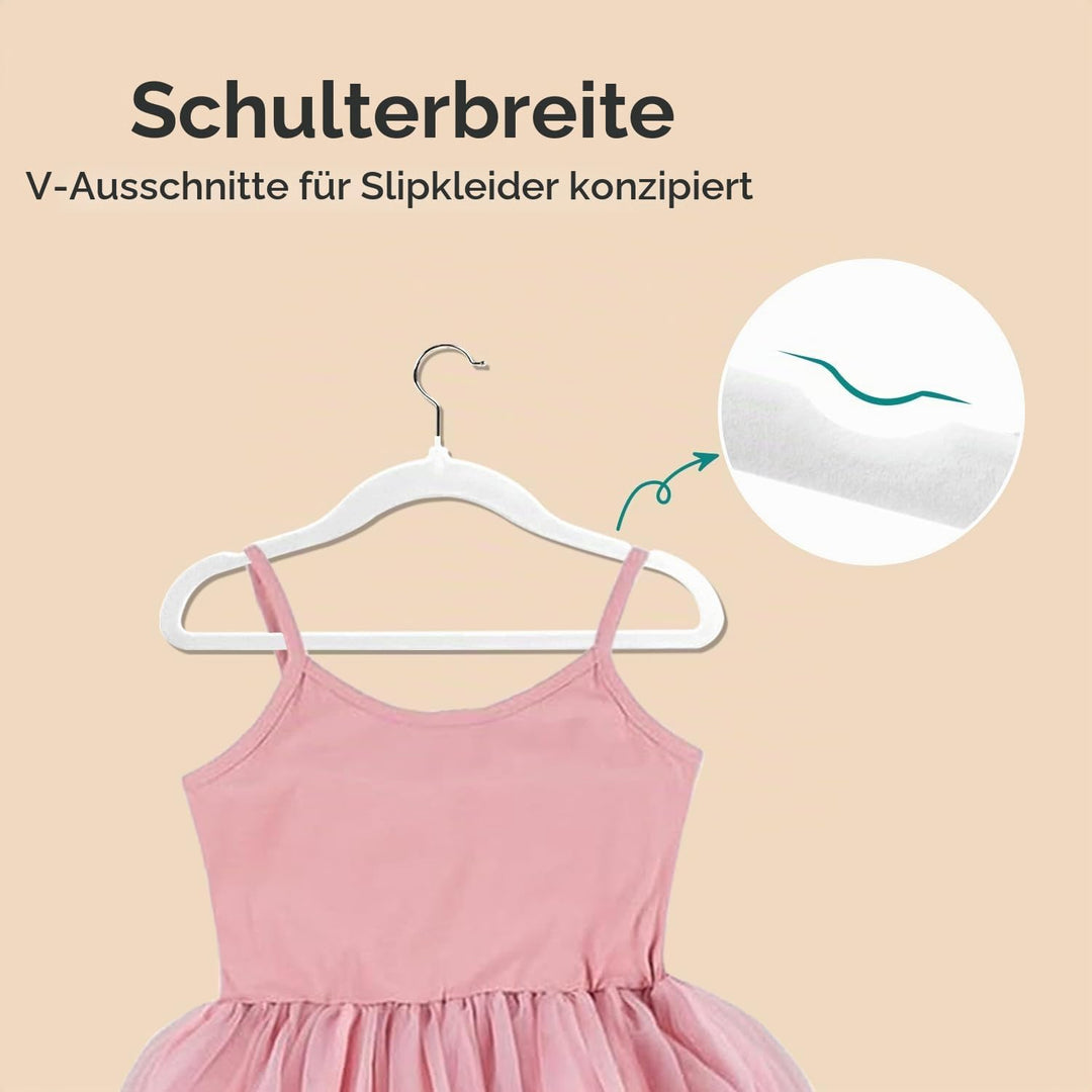 Wellong Kleiderbügel für Kinder, 35 cm Kinderkleiderbügel aus Samt, rutschfeste Kleiderbügel mit 360