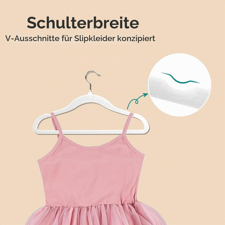 Wellong Kleiderbügel für Kinder, 35 cm Kinderkleiderbügel aus Samt, rutschfeste Kleiderbügel mit 360
