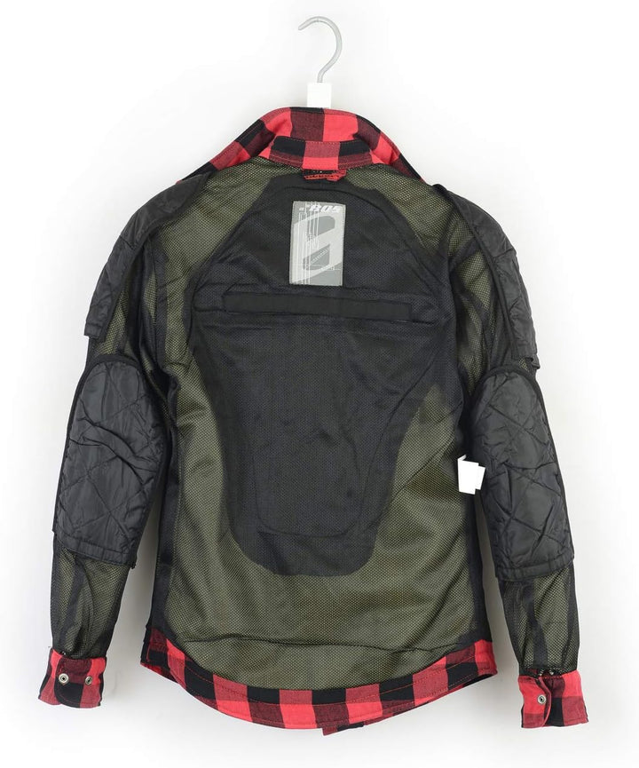 Motorrad Kevlar Aramid gefüttert Schutz Flanell Hemd, (XL, Rot/schwarz), XL Rot/Schwarz