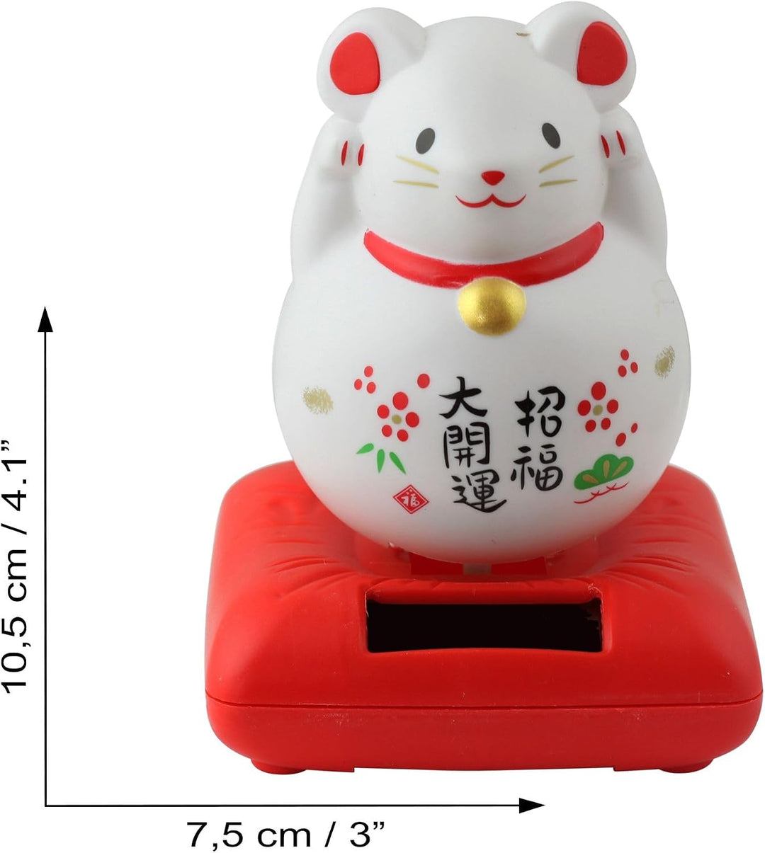 Freak Scene Glückskatze Maus - Maneki-Neko - Winkekatze - Solar - 10,5 cm - weiss