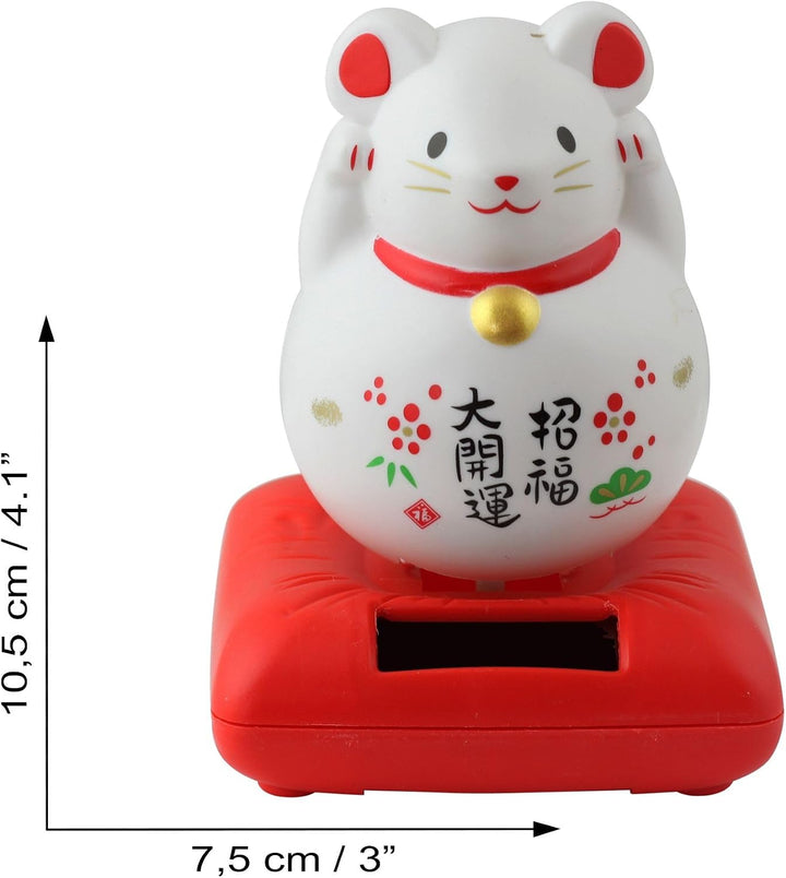 Freak Scene Glückskatze Maus - Maneki-Neko - Winkekatze - Solar - 10,5 cm - weiss