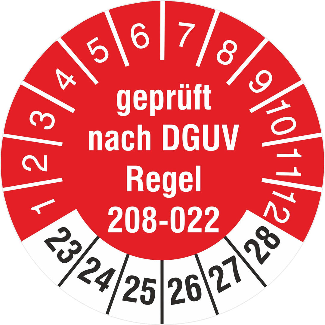 500 Stück Prüfetiketten geprüft nach DGUV Information 208-022 Türen Tore 2023-28 500 18mm Durchmesse