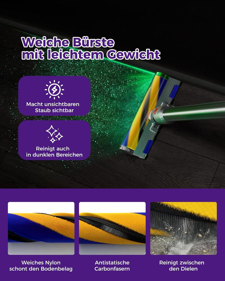 V12 Elektrische Bürste für Dyson V12 Detect Slim/V10 Slim LED-Leuchten Ersatzteile, Hartbodenaufsatz