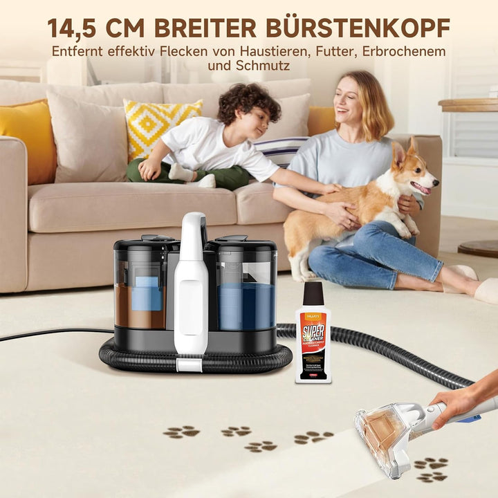 Polsterreiniger Gerät, 17Kpa Pro Power | Teppichreiniger Waschsauger mit Reinigungsmittel | 600W Nas