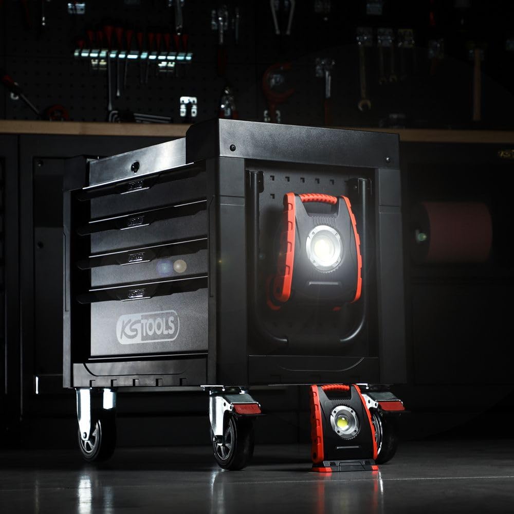 KS Tools, 150.4351, mobiler LED-Projektor, 10 W, 1000 Lumen, IP54, wiederaufladbar über USB-Stecker