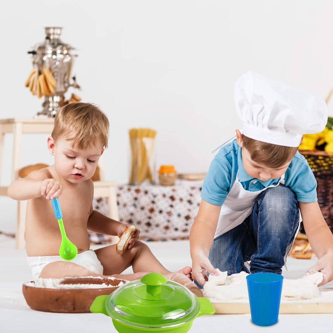 Kinderküche Zubehör Geschirr Set,Lebensmittel Spielzeug für Kinder und Topfset Teller,Tassen, Bestec