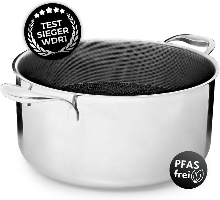 Kochtopf 28 cm, 8.2 l | Beschichteter Topf Induktion | Für Alle Herdarten | Kratzfeste Antihaft-Ober