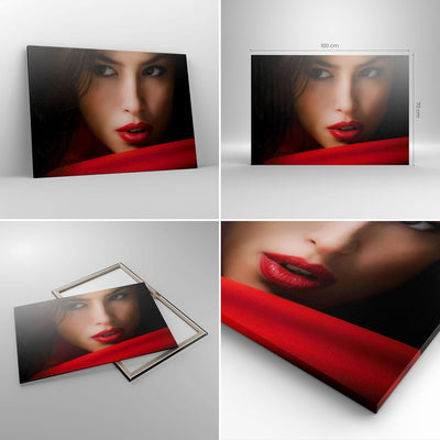 Bilder auf Leinwand 100x70cm Leinwandbild Schönheit brünette eleganc mädchen Gross Wanddeko Bild Sch