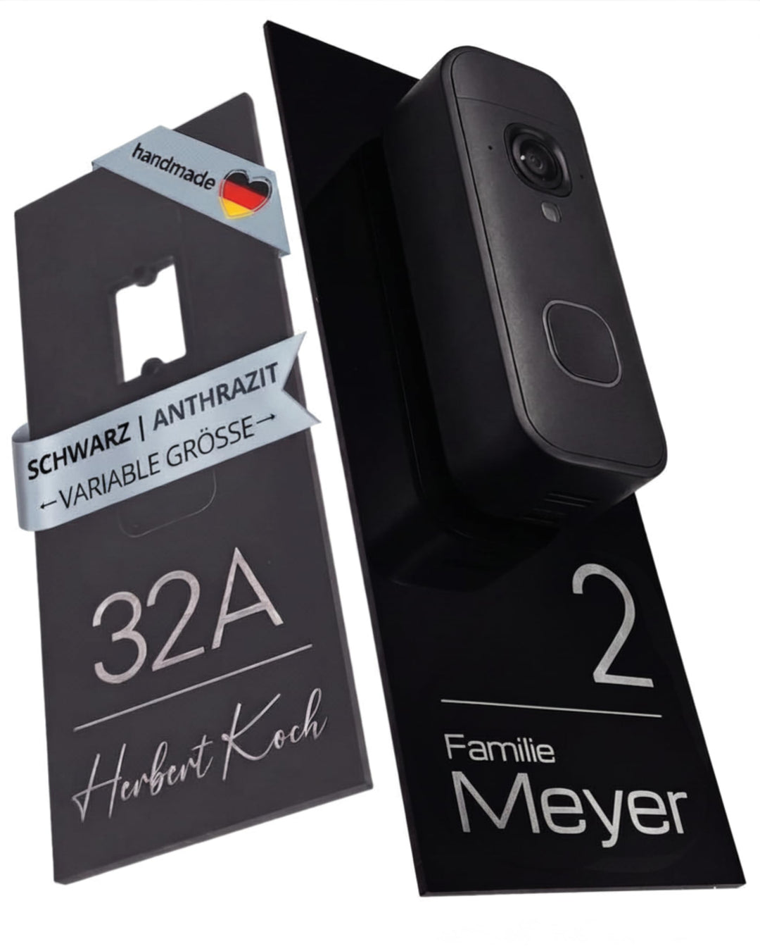 Klingelschild für Blink Videotürklingel (System) (Video Doorbell) | Schwarz oder Anthrazit | Hausnum
