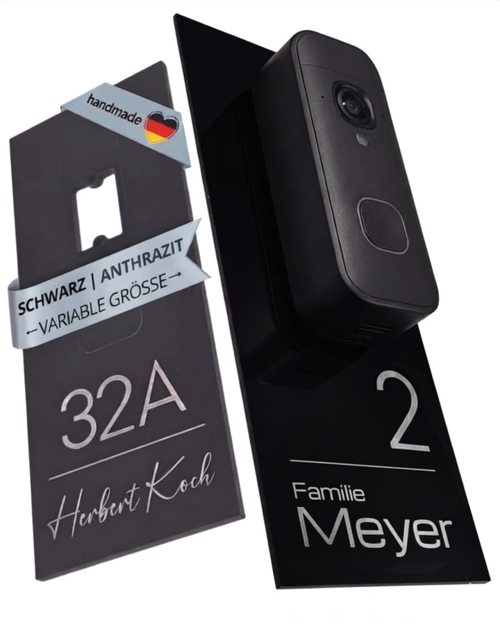 Klingelschild für Blink Videotürklingel (System) (Video Doorbell) | Schwarz oder Anthrazit | Hausnum