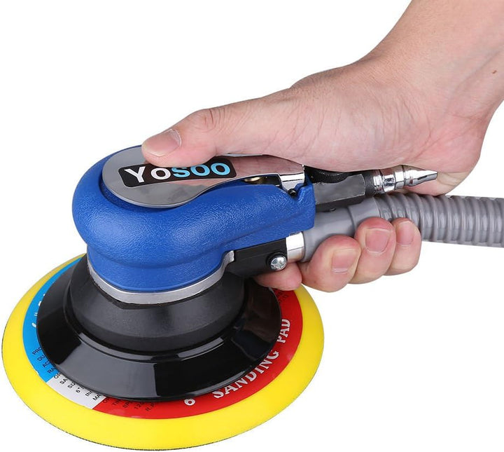 Exzenterschleifer 150mm, 10.000 U/min Druckluft Exzenterschleifer mit Staubfangbeutel & Absaugschlau