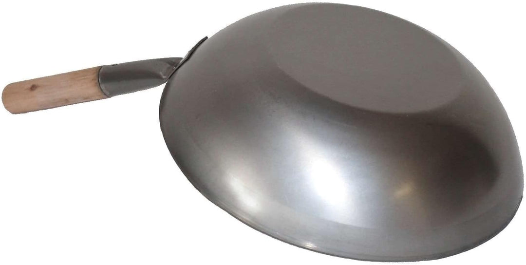 AAF Nommel ®, Wok Pfanne Flacher Boden Ø 40 cm aus Karbon Stahl, für Gas und Induktionskochfelder, m