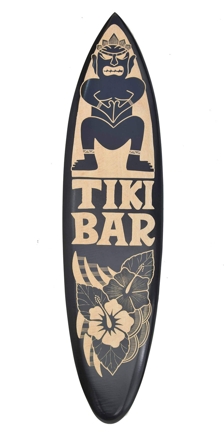 Interlifestyle Surfboard 100cm Tiki Bar Hawaii Deko Surfbrett aus Hartholzschwarz