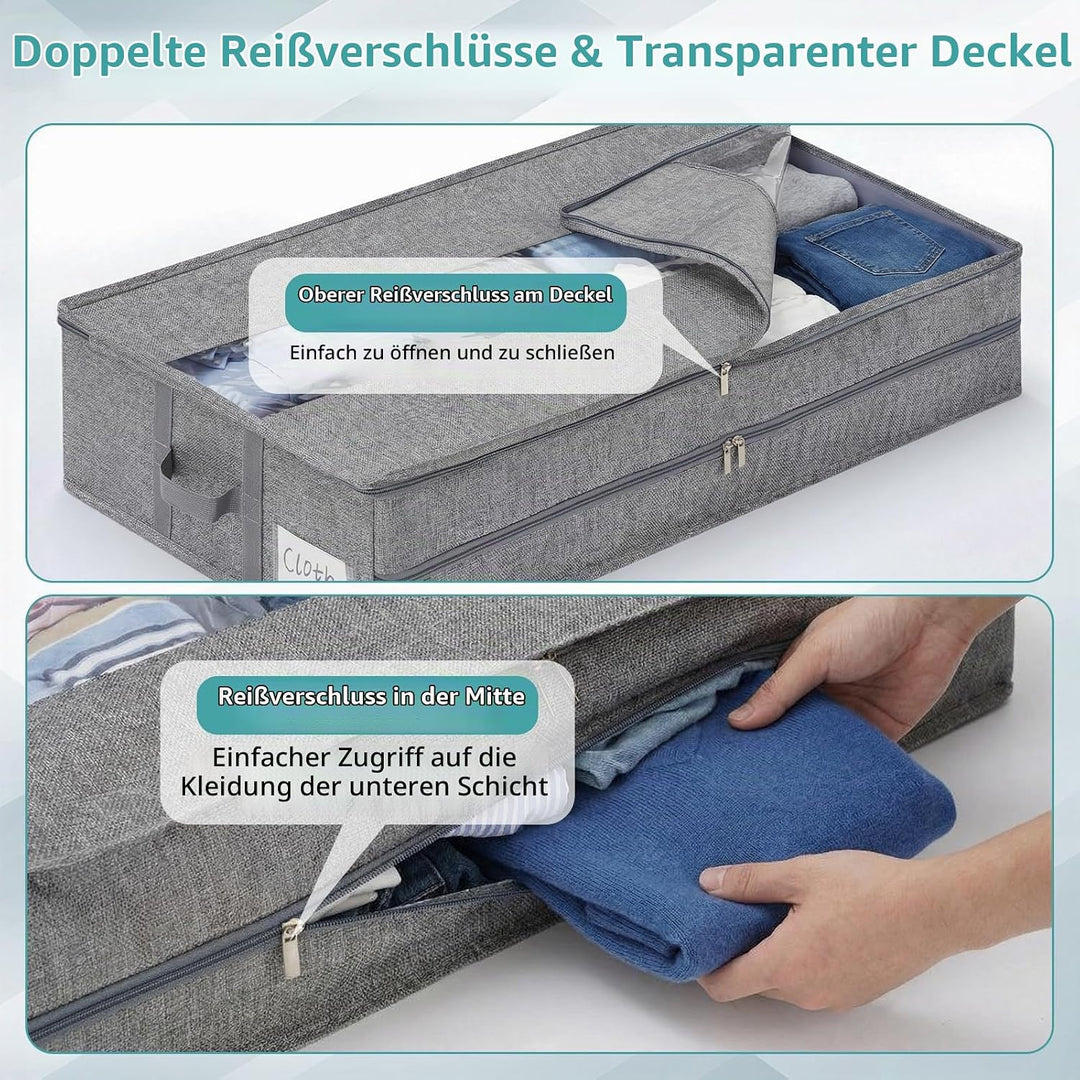 GARPROVM Stabil Unterbett Aufbewahrungsbox 3er Set, 76x40x17cm Formstabil Unterbettkommode Unterbett