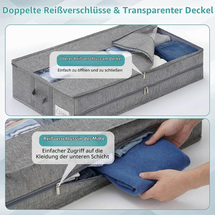 GARPROVM Stabil Unterbett Aufbewahrungsbox 3er Set, 76x40x17cm Formstabil Unterbettkommode Unterbett